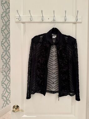Damee Inc Black Sheer Embellished Jacket – Size Large